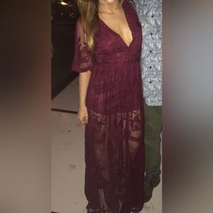 BOHO small burgundy dress